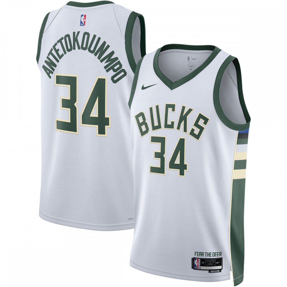 Giannis Antetokounmpo Milwaukee Bucks Unisex 2022/23 Swingman Jersey - Association Edition - White-Pro Kit Vault | Brand New 26/27 Sports Jerseys